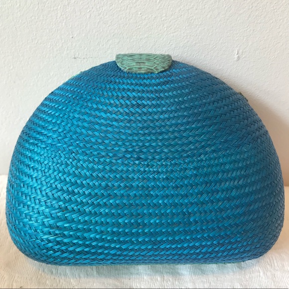 Straw & Python Clutch w/Chain - Picture 3 of 9